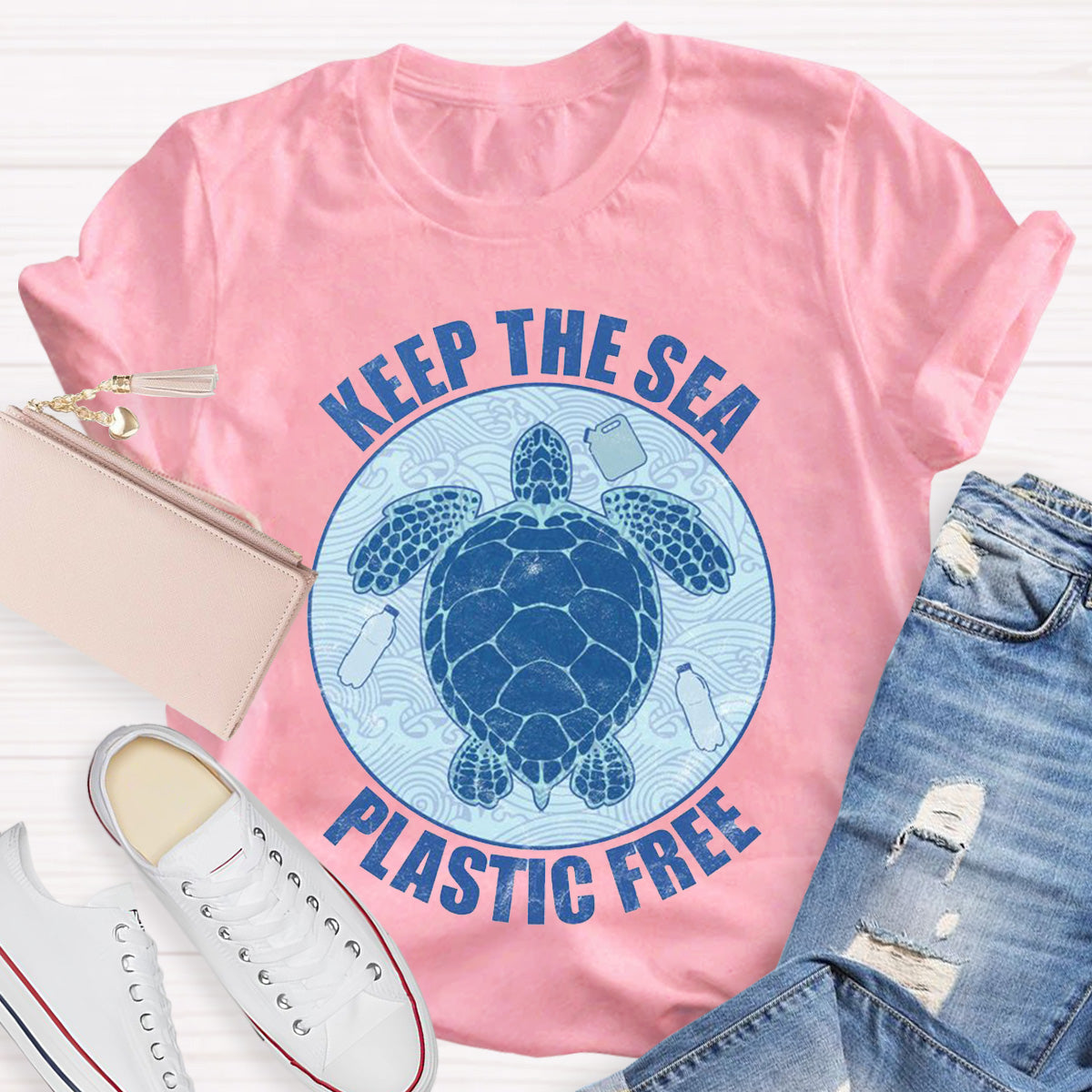 Keep Sea and Plastic Free Teacher T-Shirt