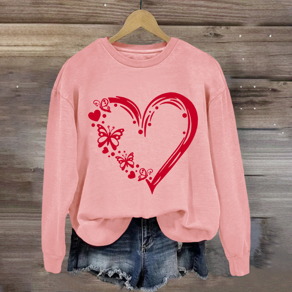 Valentine Heart with Butterfly Sweatshirt