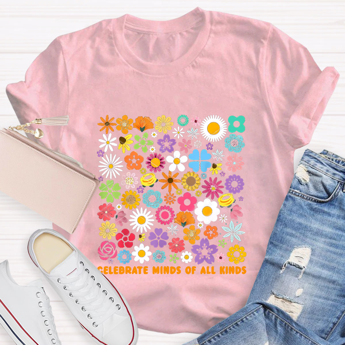 Colorful Flower Celebrate Minds of All Kinds T-Shirt