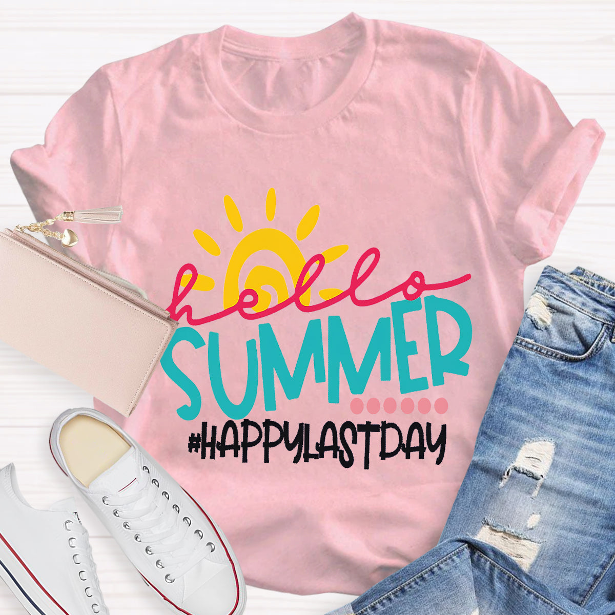 Hello Summer Teacher Graphic Tee Shirt