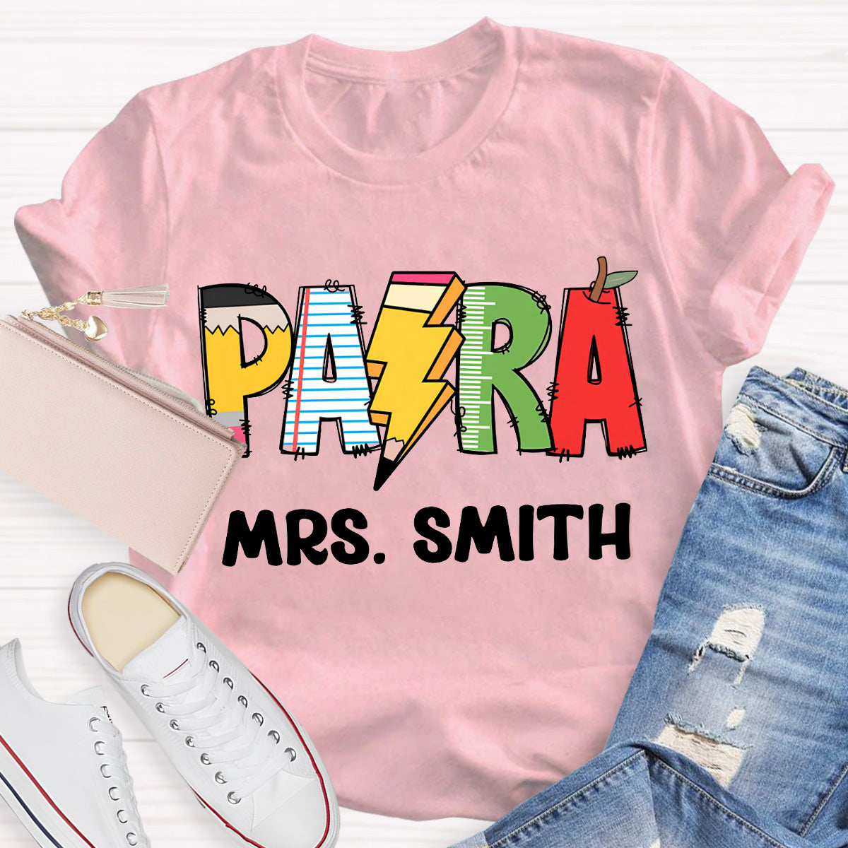 Personalize Name Pencil Teacher T-Shirt