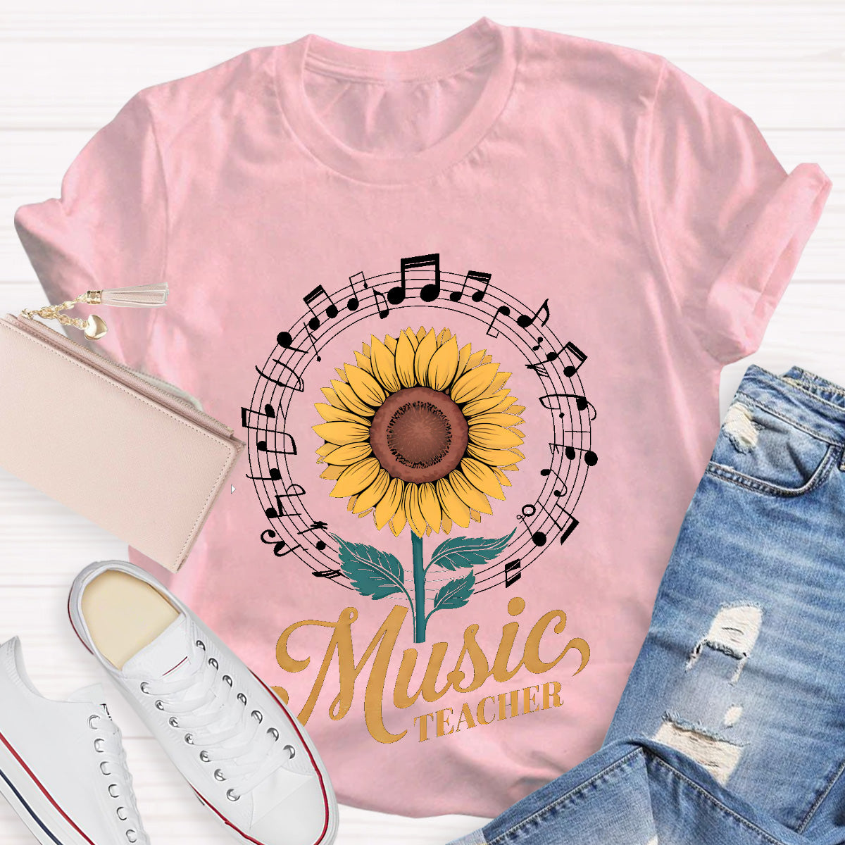 Music Teacher Sunflower Teacher T-Shirt