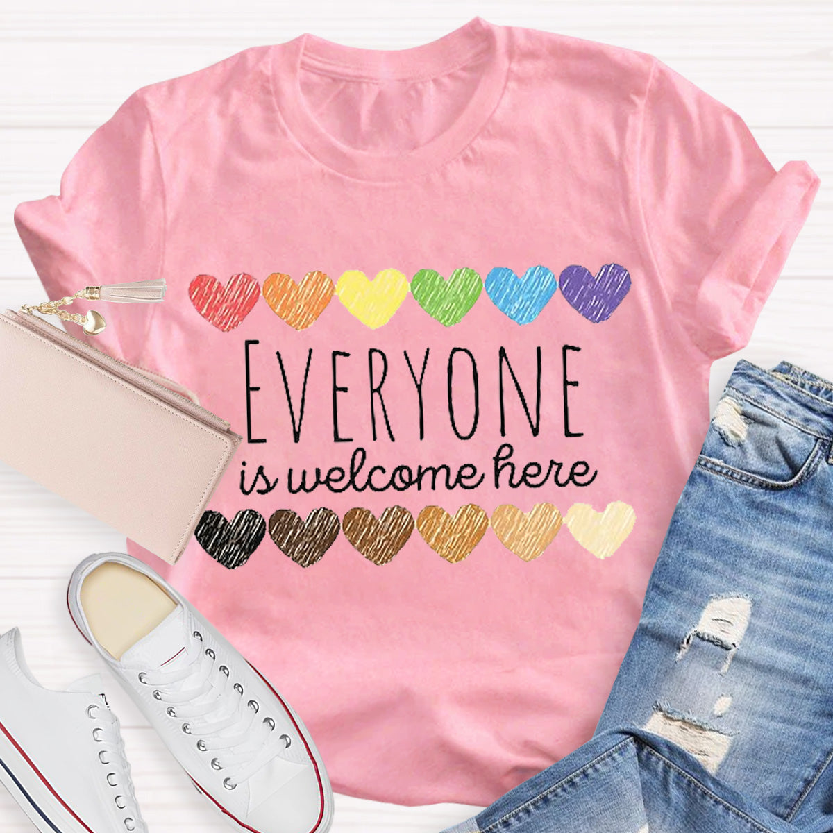 Everyone Is Welcome Here Teacher T-Shirt