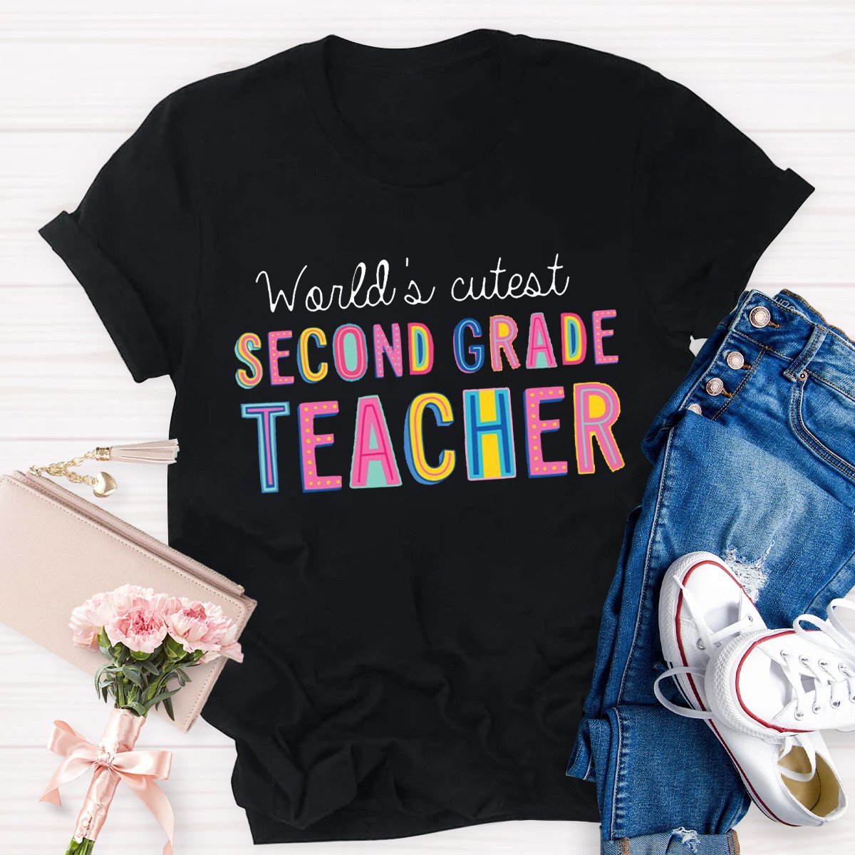 Personalized World's Cutest Second Grade  Teacher Shirt