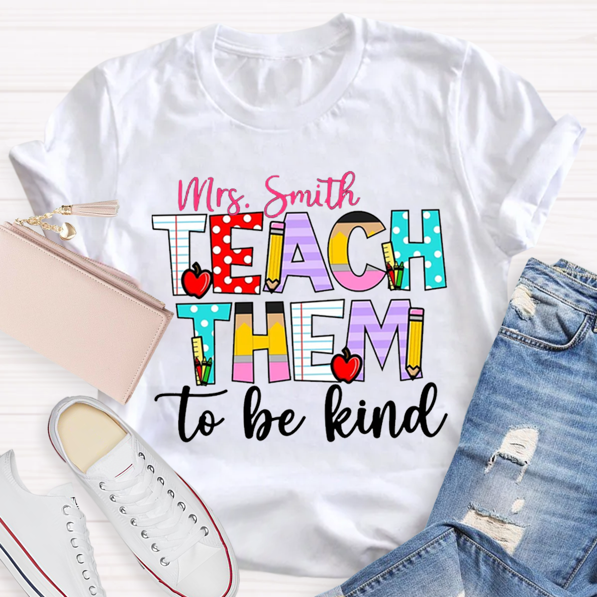 Personalized  Name Teach Them To Be Kind Shirt