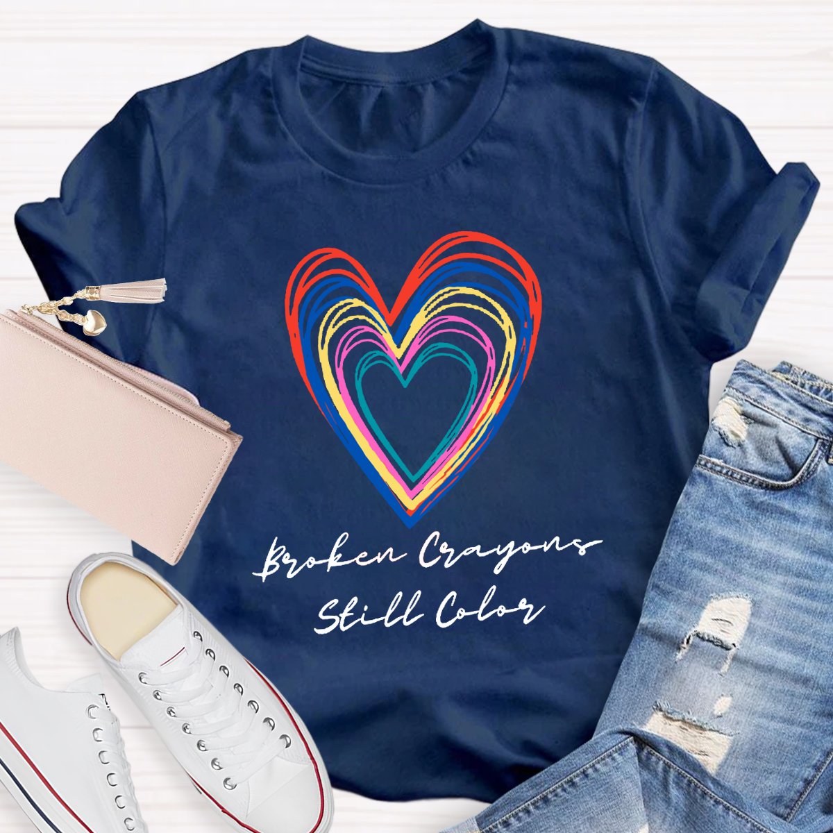 Broken Crayong Still Color Teacher Shirt