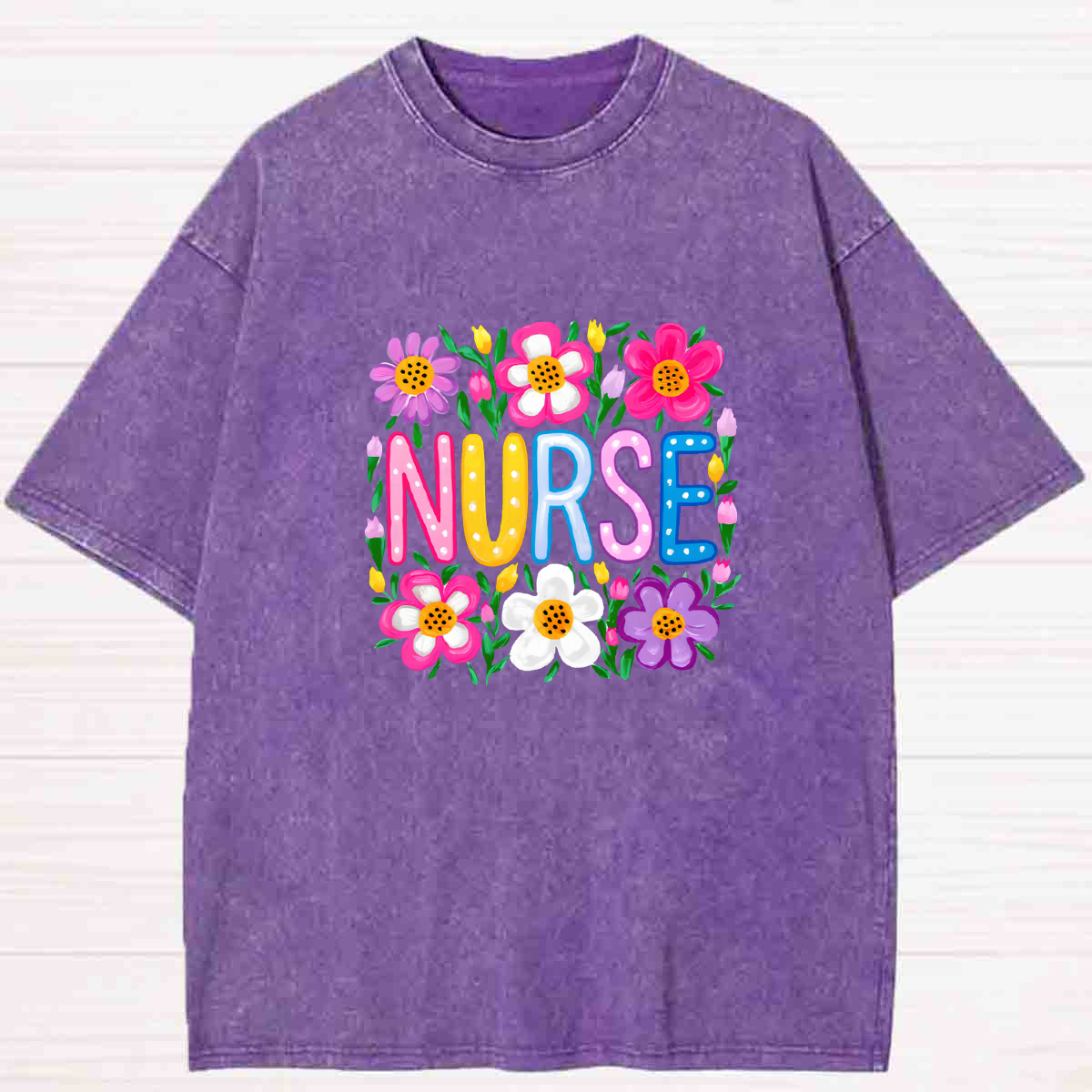 Floral Nurse Washed T-shirt