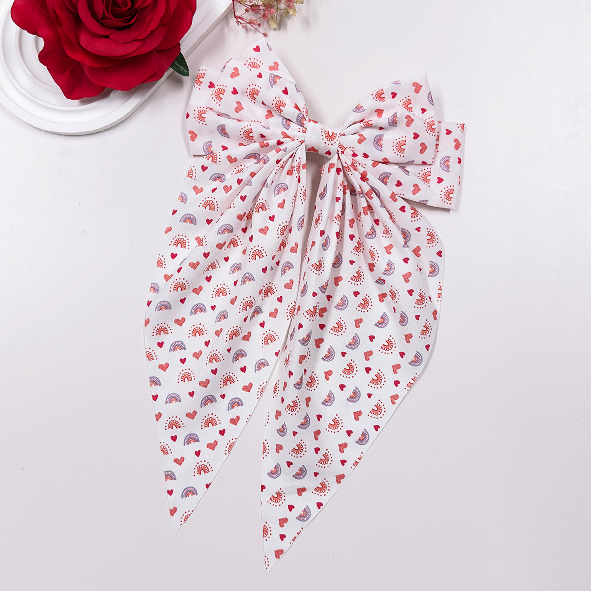 Bow Ribbon Hair Clip At The Back Of The Head