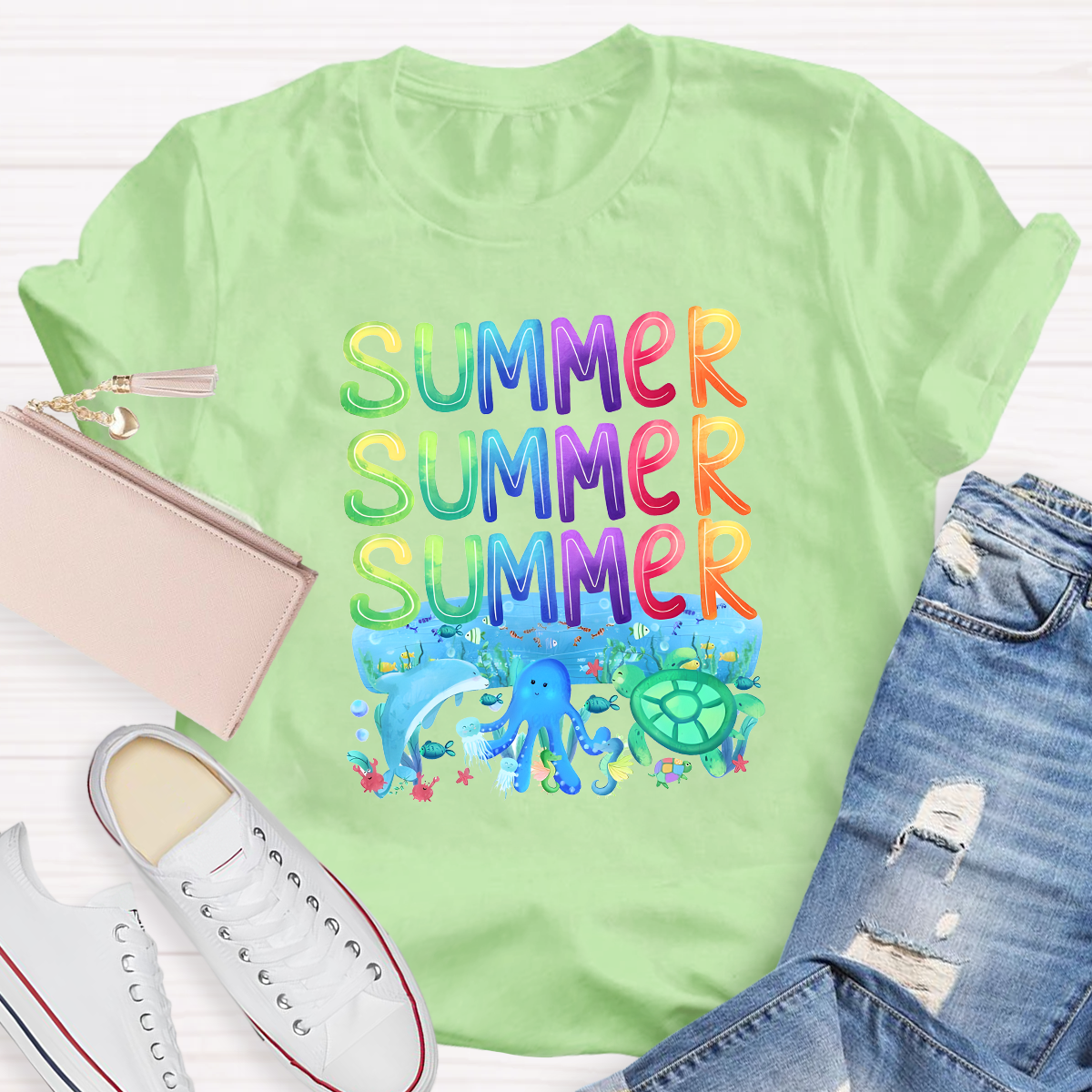 Rainbow Summer Teacher T-Shirt