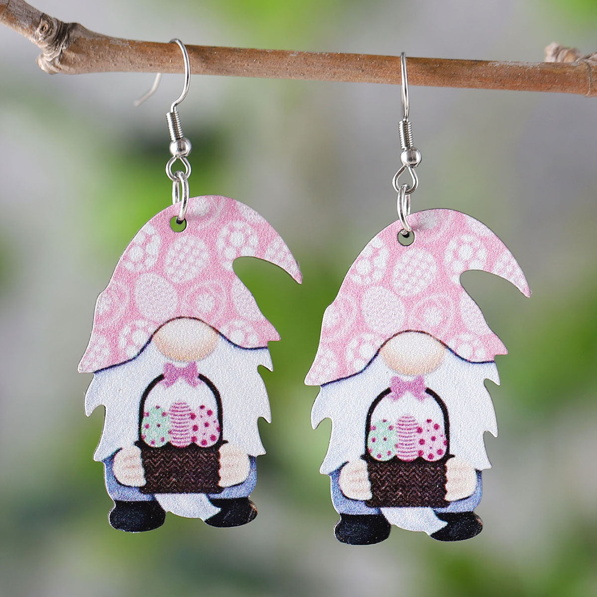 Easter Egg Basket Dwarf Colorful Rabbit Carrot Earrings