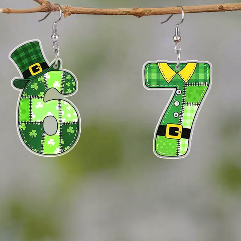 St. Patrick's Day Magic Hat 67 Shaped Earrings