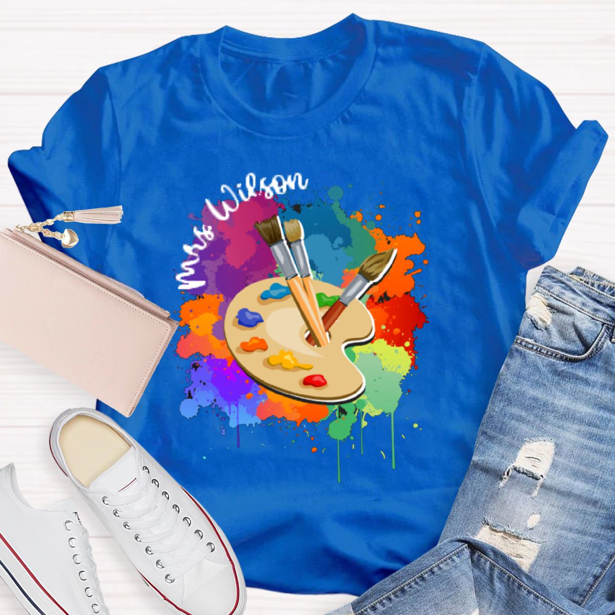 Personalized Artist Palette Teacher T-Shirt