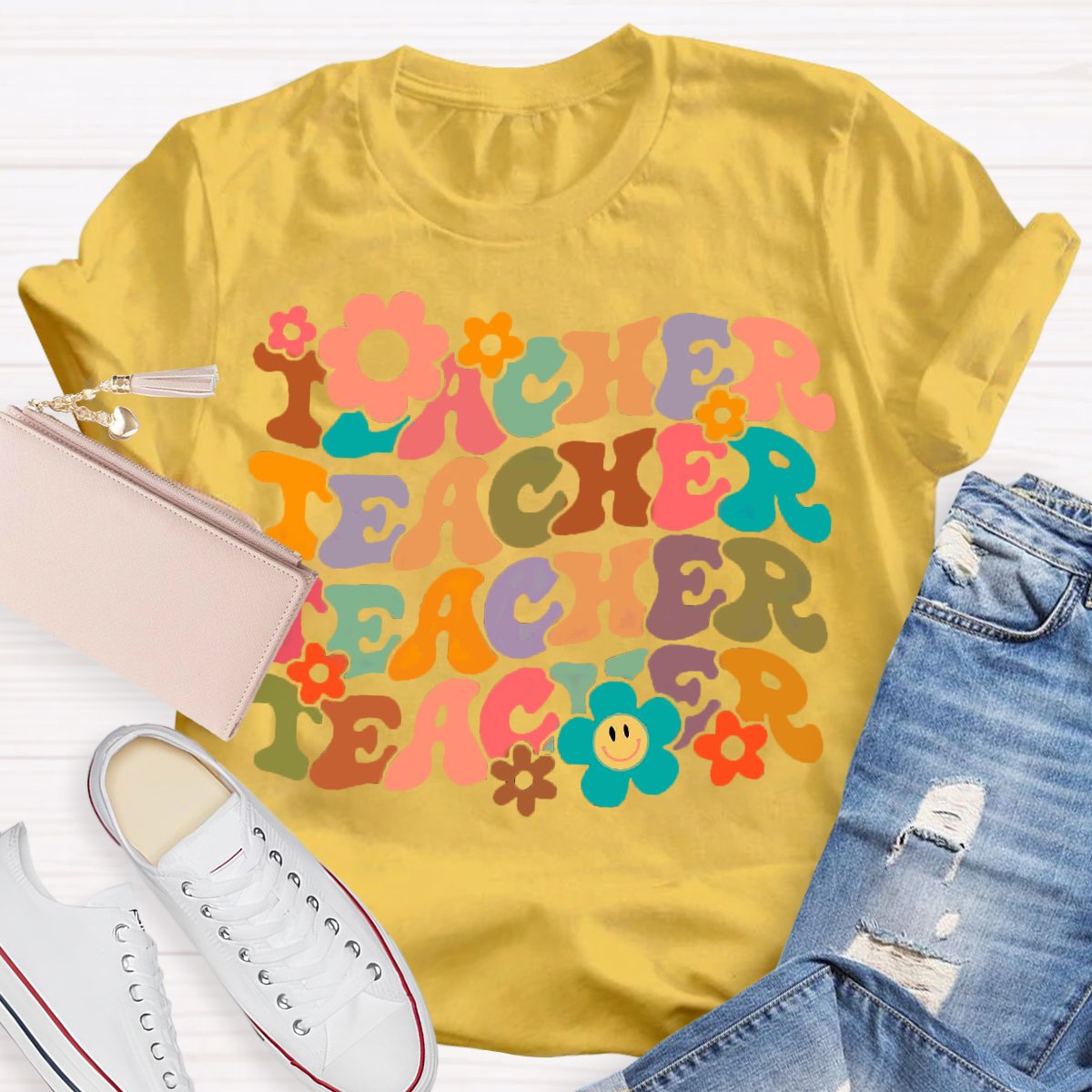 Floral Graphic Designs Teacher T-Shirt