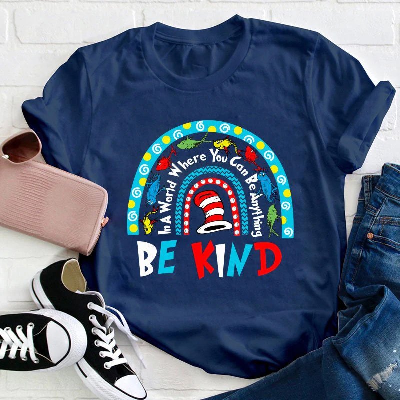Book Rainbow Be Kind Teacher T-Shirt