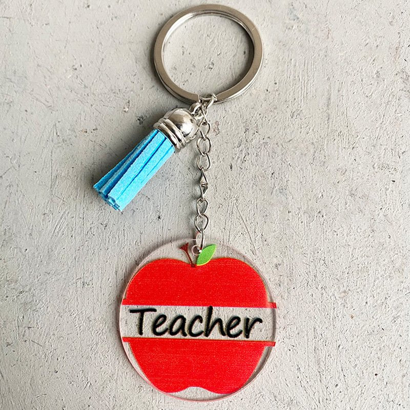 Apple Rainbow Print Keychain