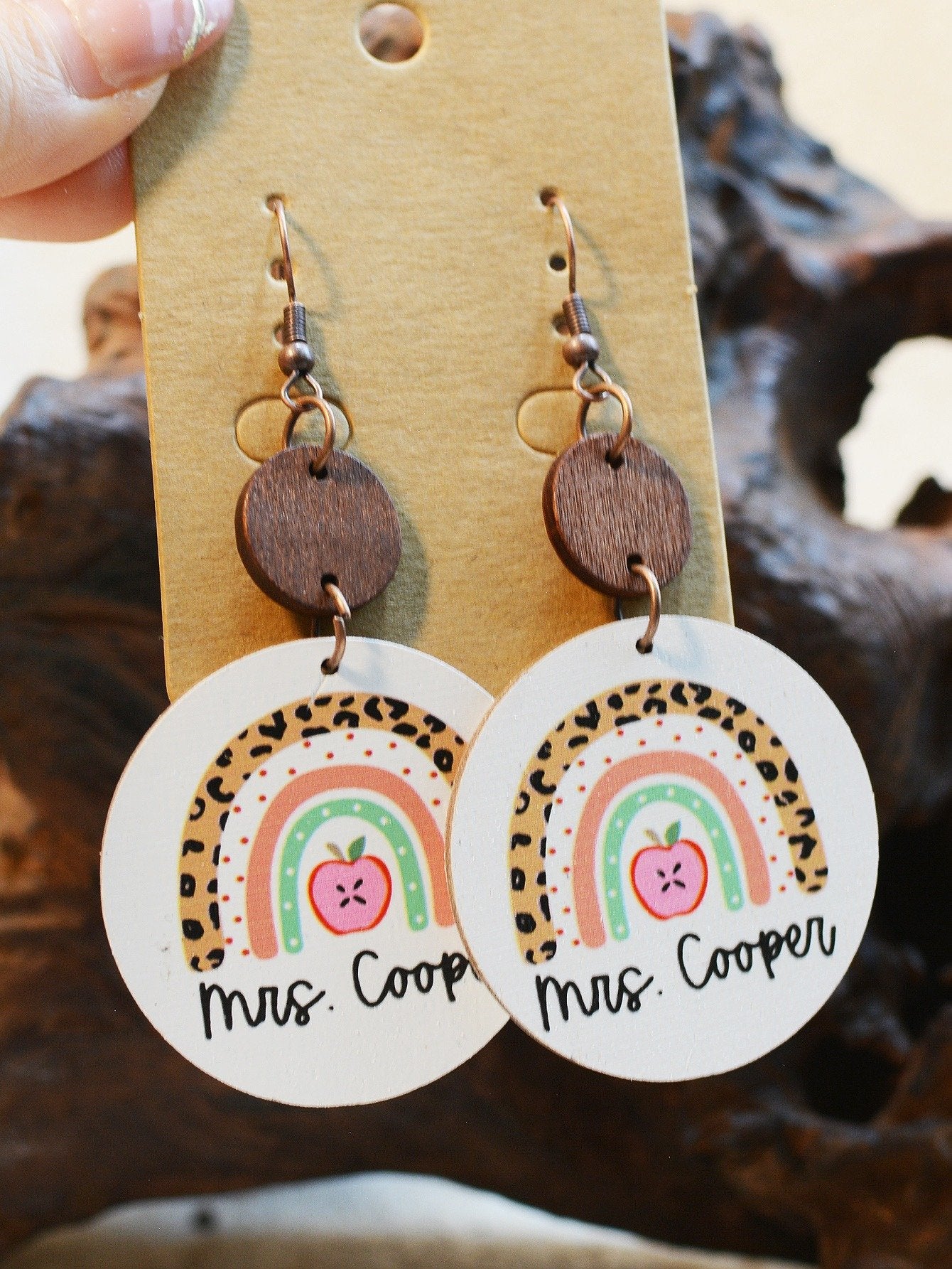 Crayon Ruler Pencil Wooden Earrings