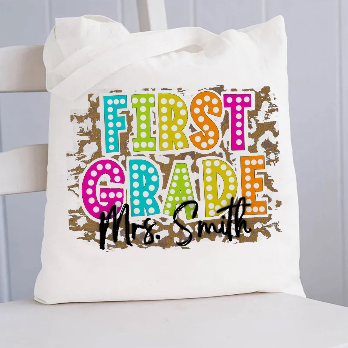 Personalized Grade And Name Shopping Tote Bag