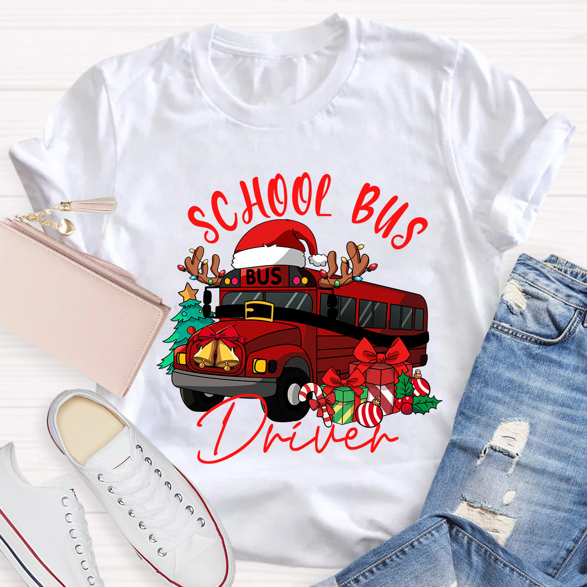 School Bus Driver Christmas School Bus Christmas Vibes T-shirt