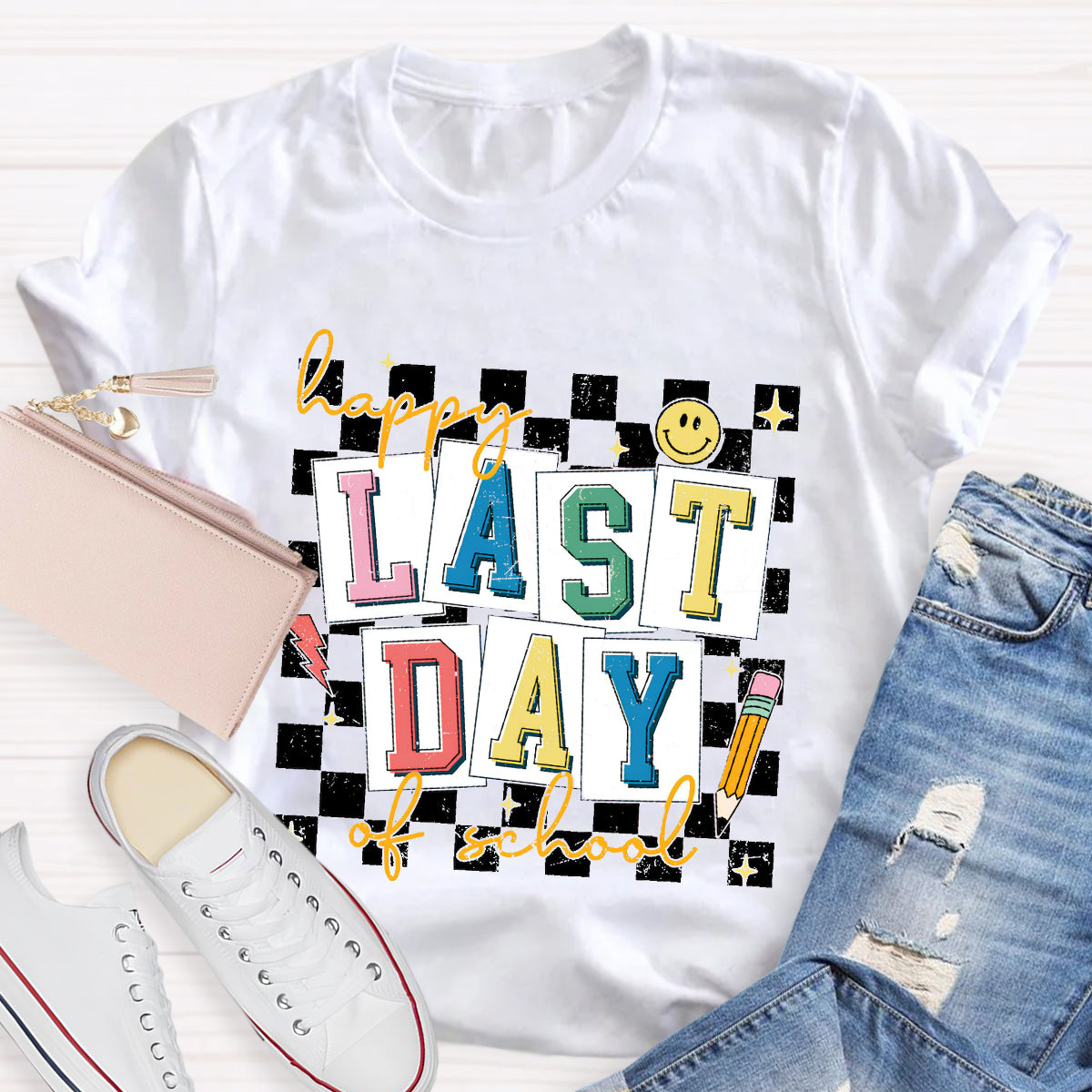 Happy Last Day Of School Smile Teacher T-Shirt