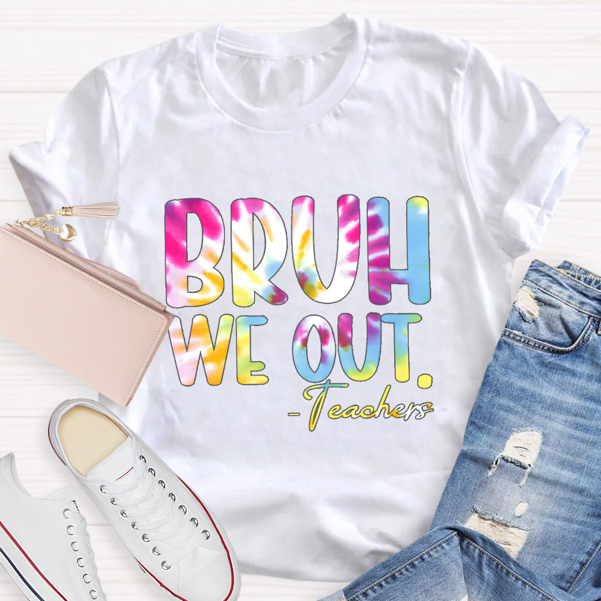 Coloful Bruh We Out Teachers T-Shirt