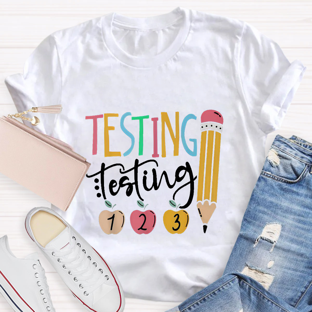 Testing Testing Pencil Teacher T-Shirt