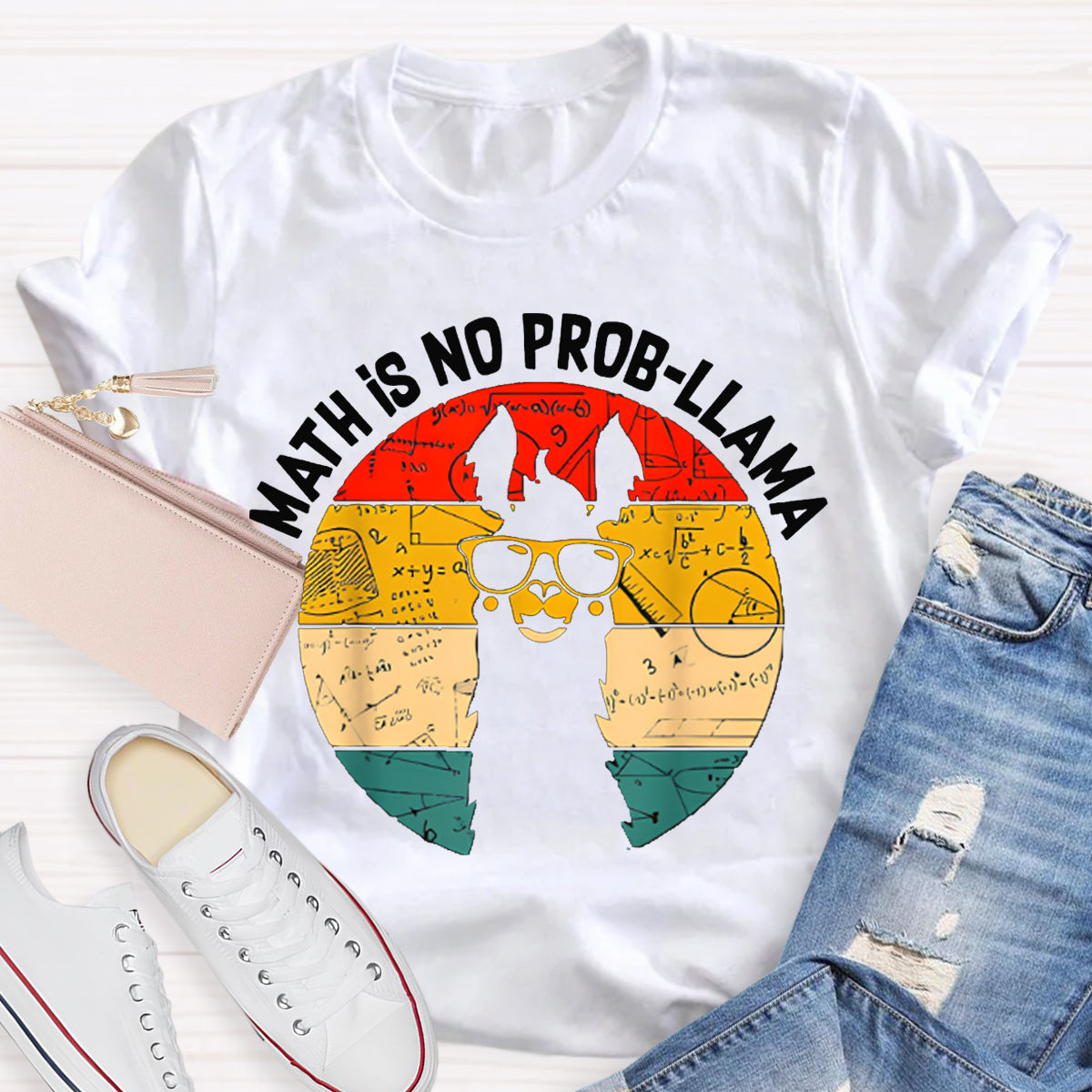 Math Is No Prob-Llama Funny Pony Math Teacher T-shirt