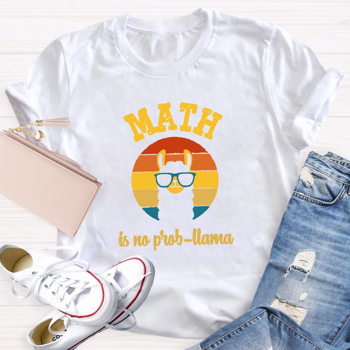 Math is No Prob Llama Teacher Shirt