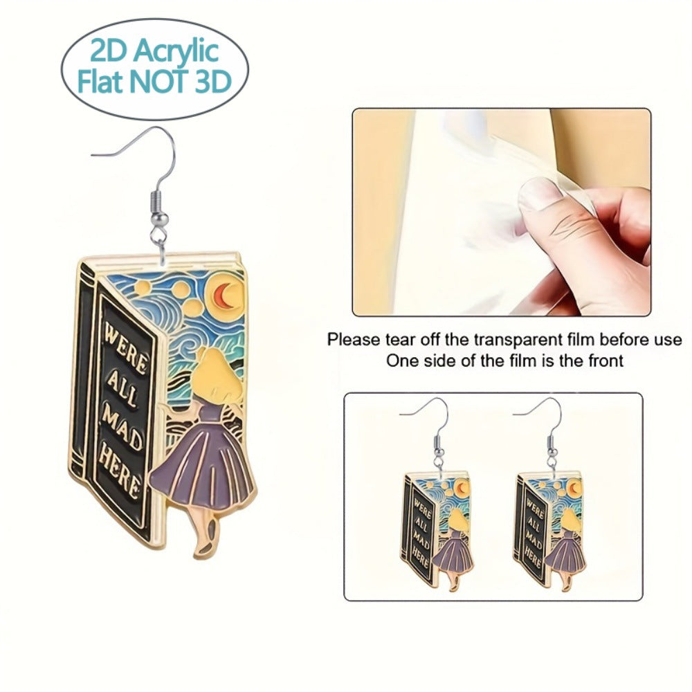 Art fairy tale book earrings
