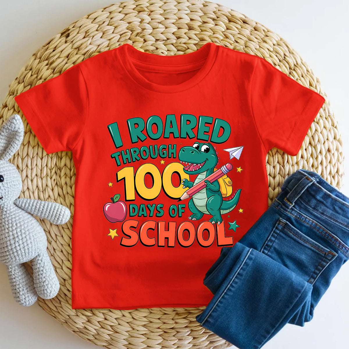 I Roared Through 100 Days Of School Dinosaurs And Pencils Toddler T-shirts