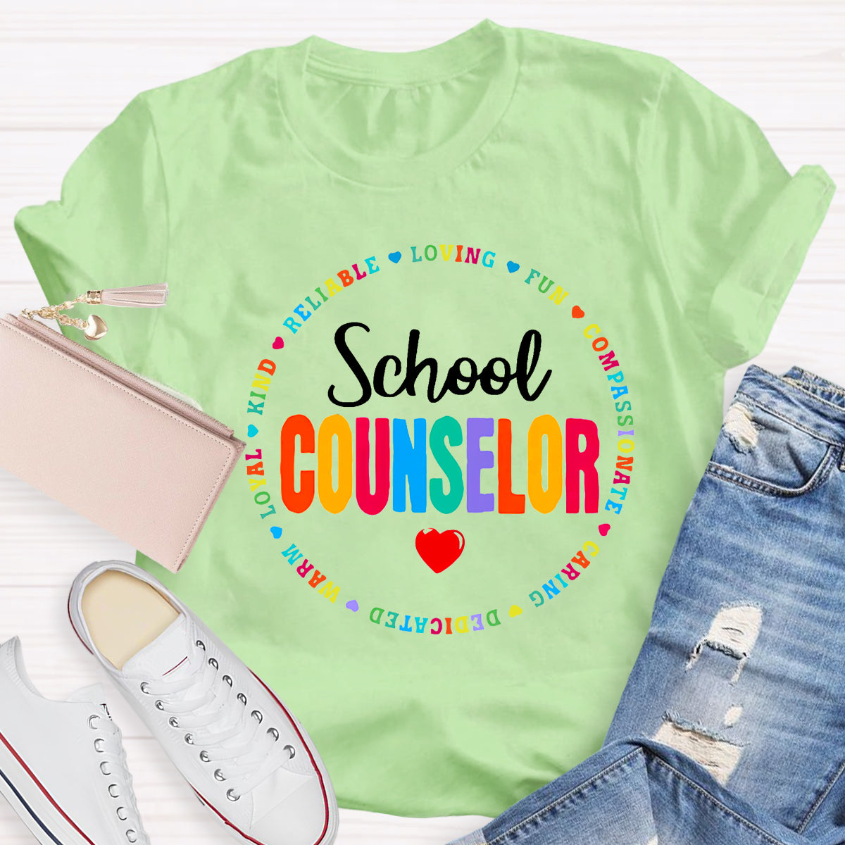 School Counselor Reliable Loving Fun Compassionate Caring Dedicated T-shirt