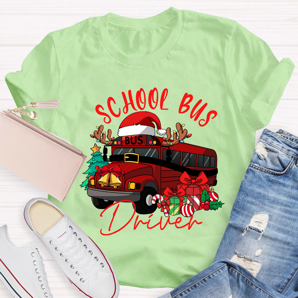 School Bus Driver Christmas School Bus Christmas Vibes T-shirt