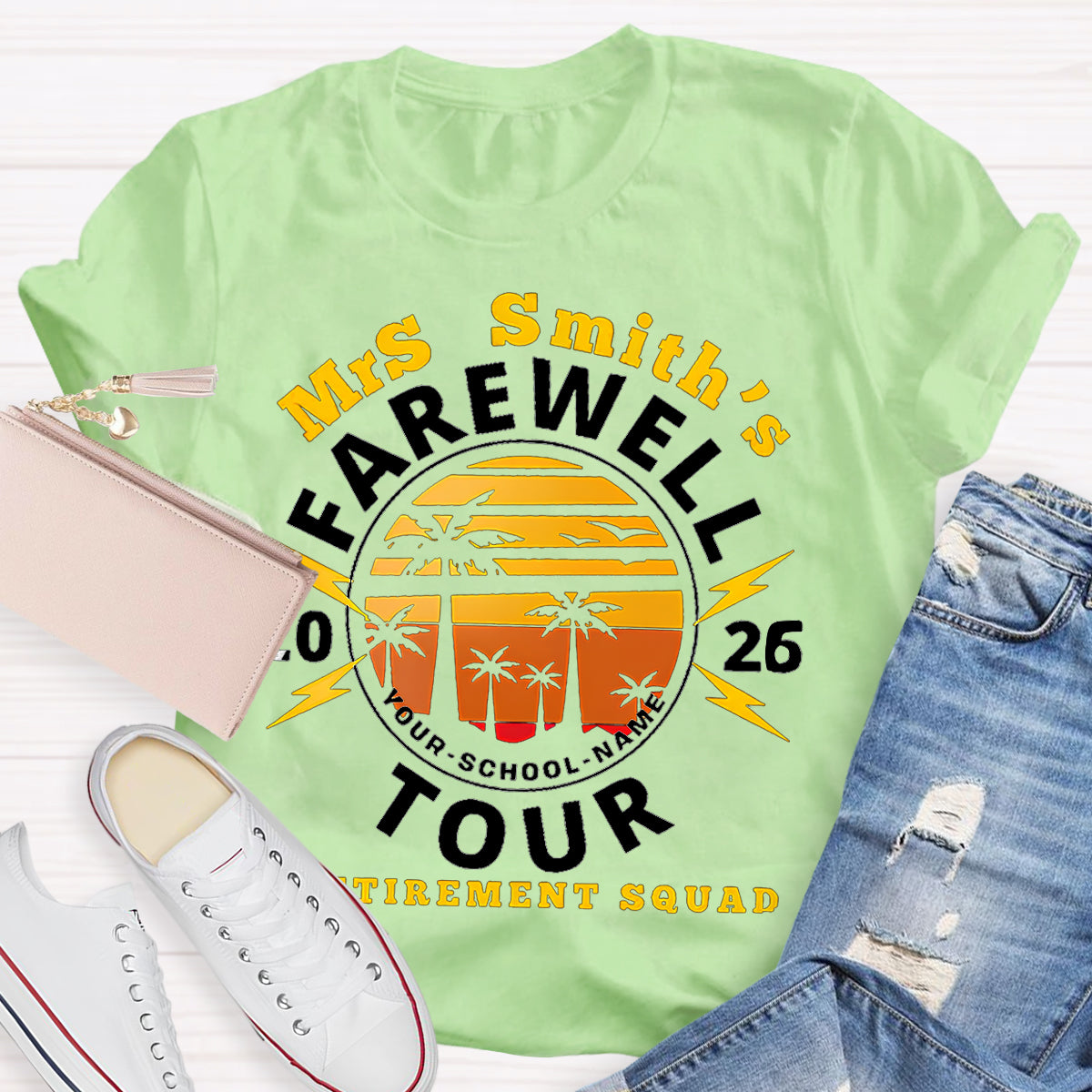 Personalized Teacher's Name And School Name Farewell Tour Retirement Squad T-Shirt