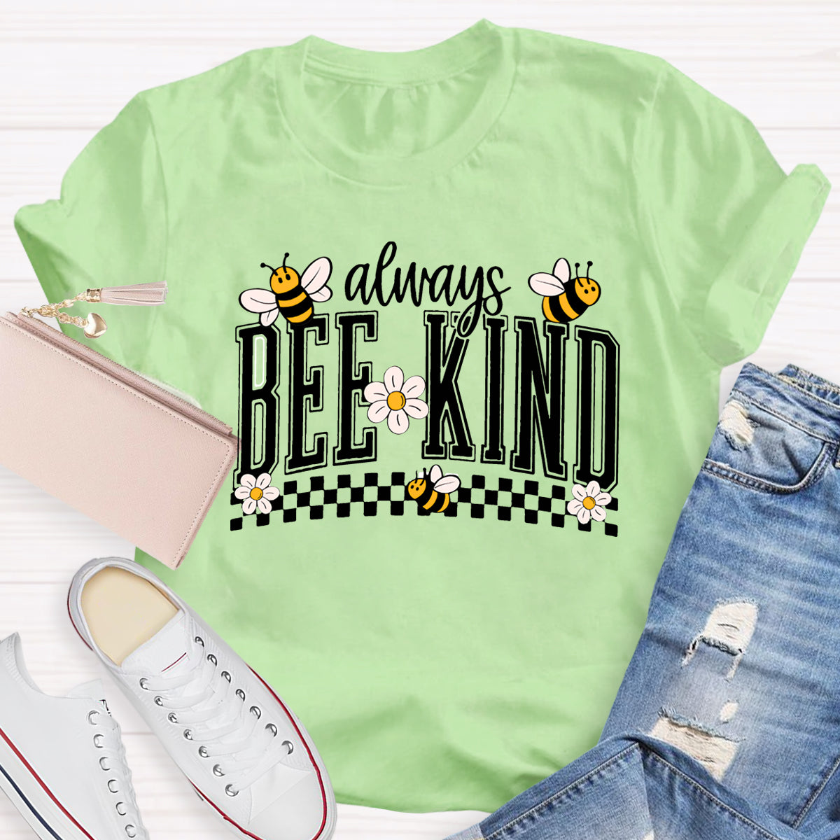 Always Bee Kind Bees And Small Flowers Teacher T-shirt