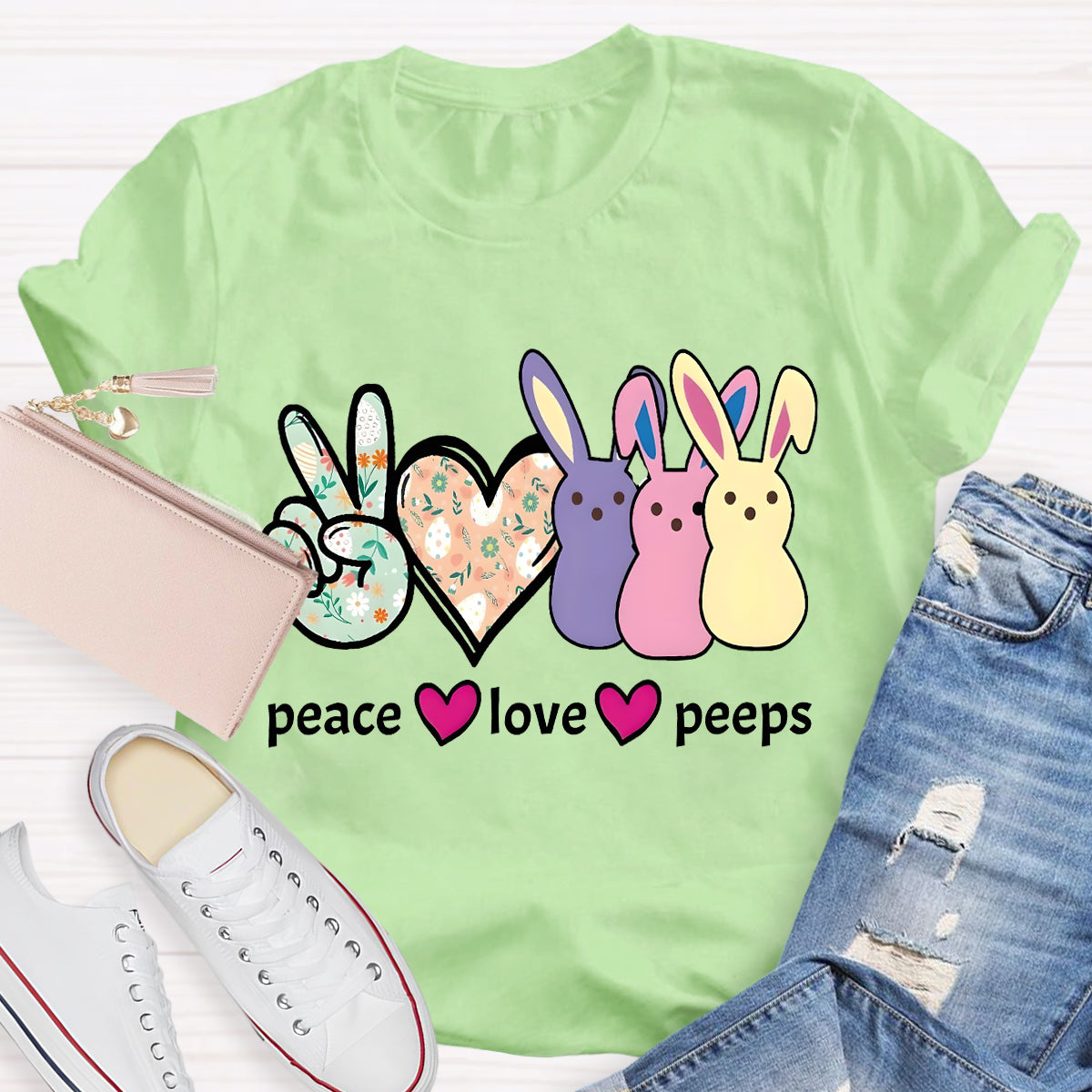 Peace And Peeps Teacher T-Shirt