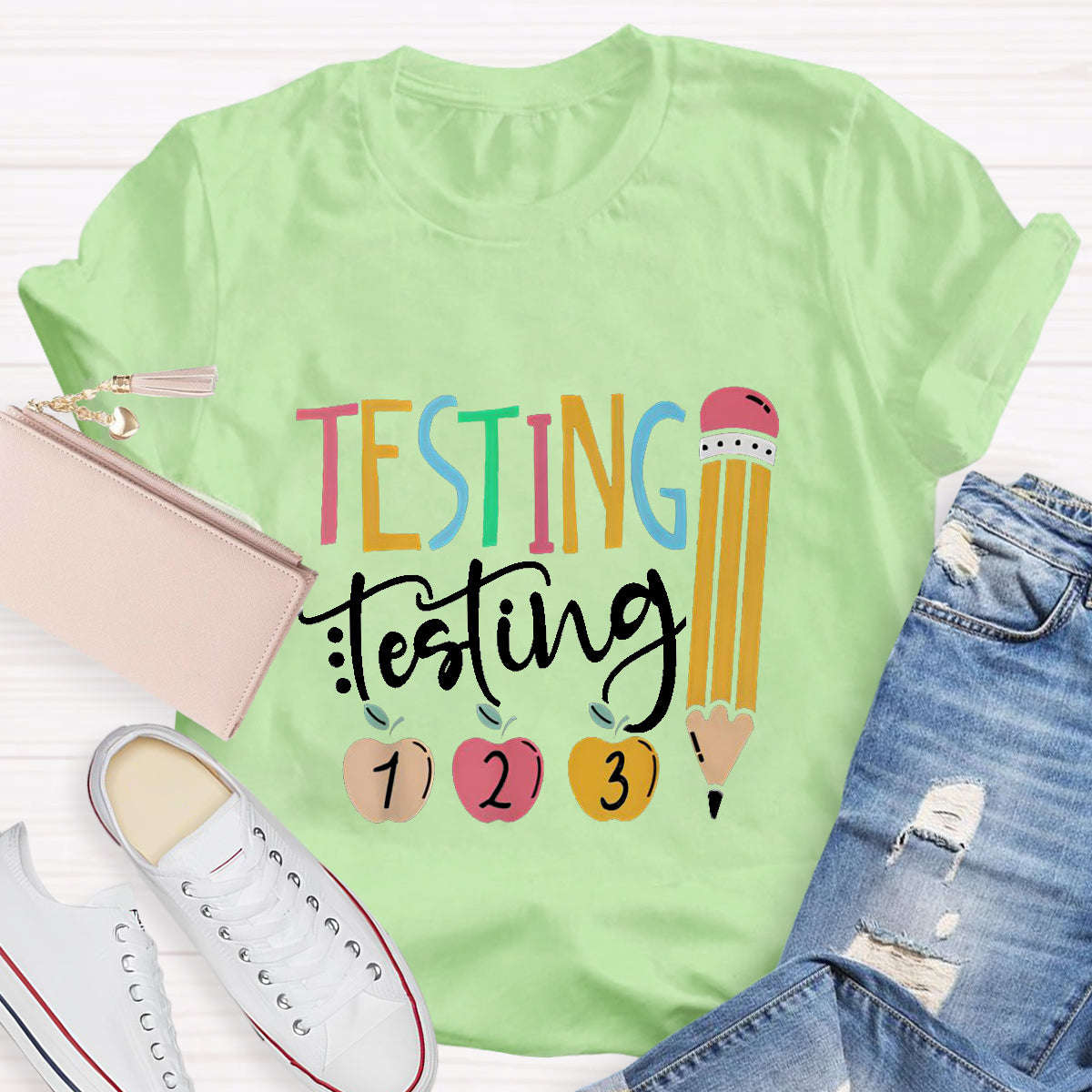 Testing Testing Pencil Teacher T-Shirt