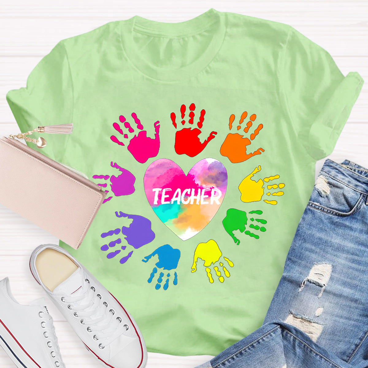 Colorful Hands Teacher T-Shirt
