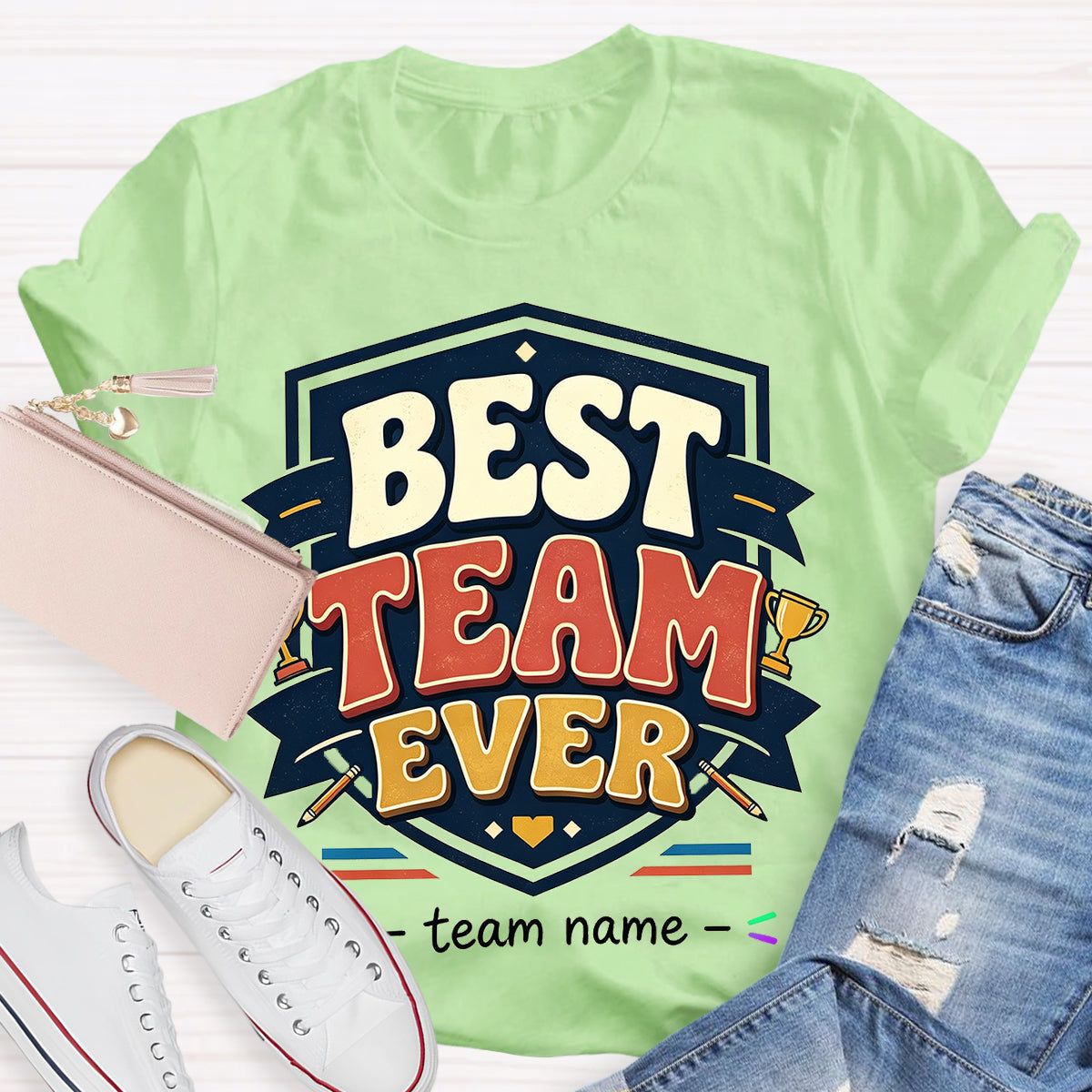 Personalized Team Name Best Team Ever Championship Trophy Teacher T-Shirt