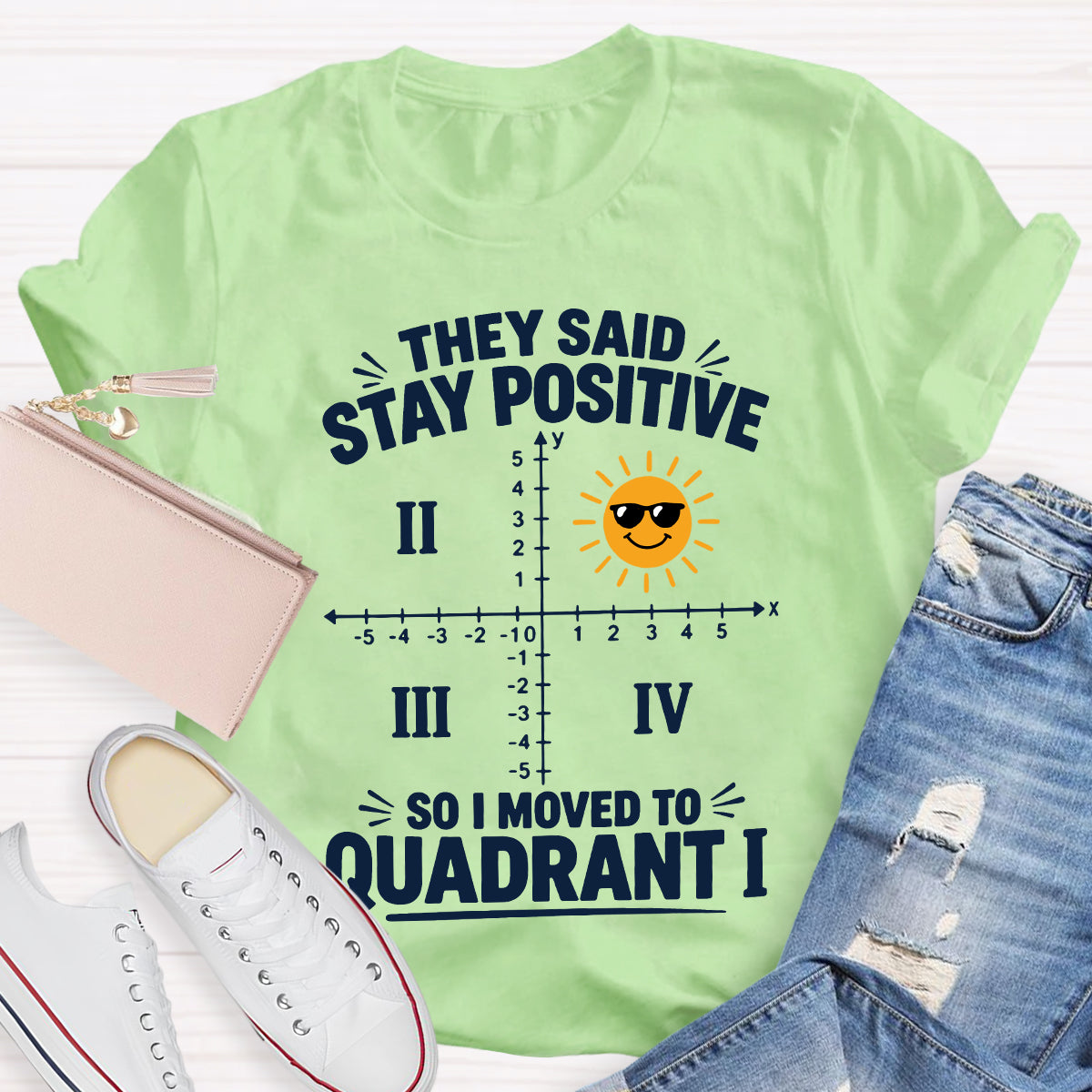They Said Stay Positive So I Moved To Quadrant Math Teacher T-shirt