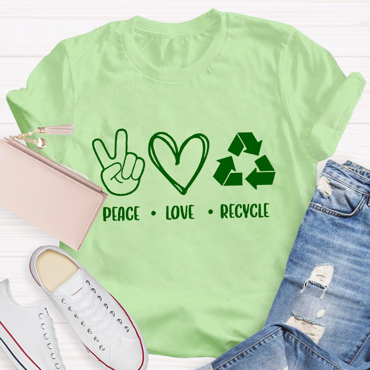 Peace Love Recycle Earth Day T-Shirt
