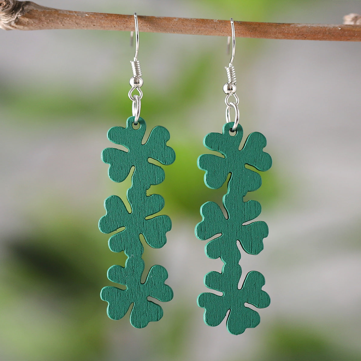 Four-Leaf Clover Tassel Ice Cream Coffee Cup Earrings