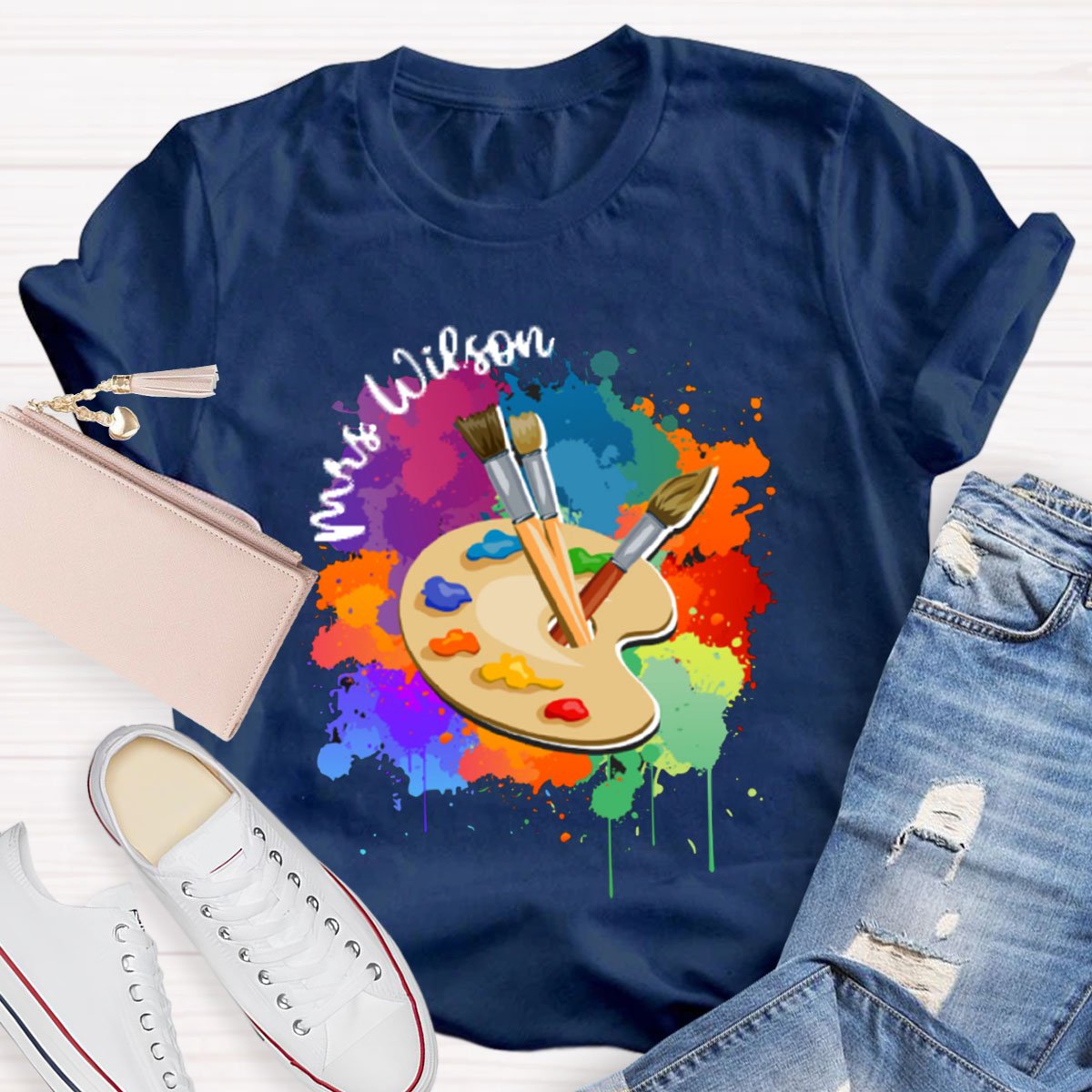 Personalized Artist Palette Teacher T-Shirt