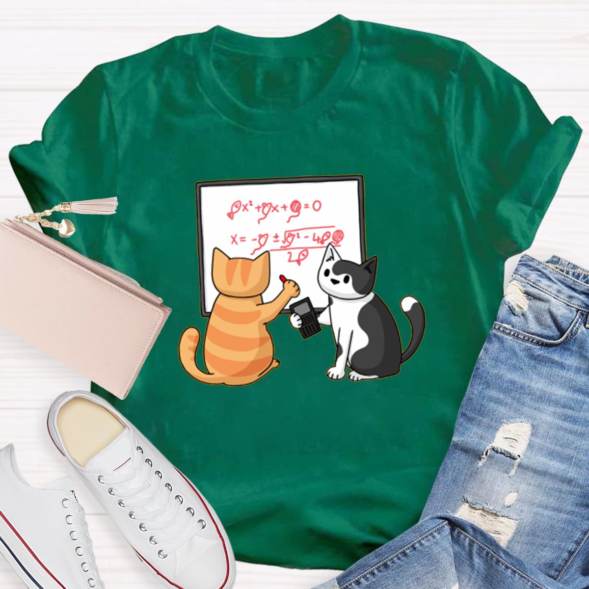Funny Maths Cat Math Teacher Shirt