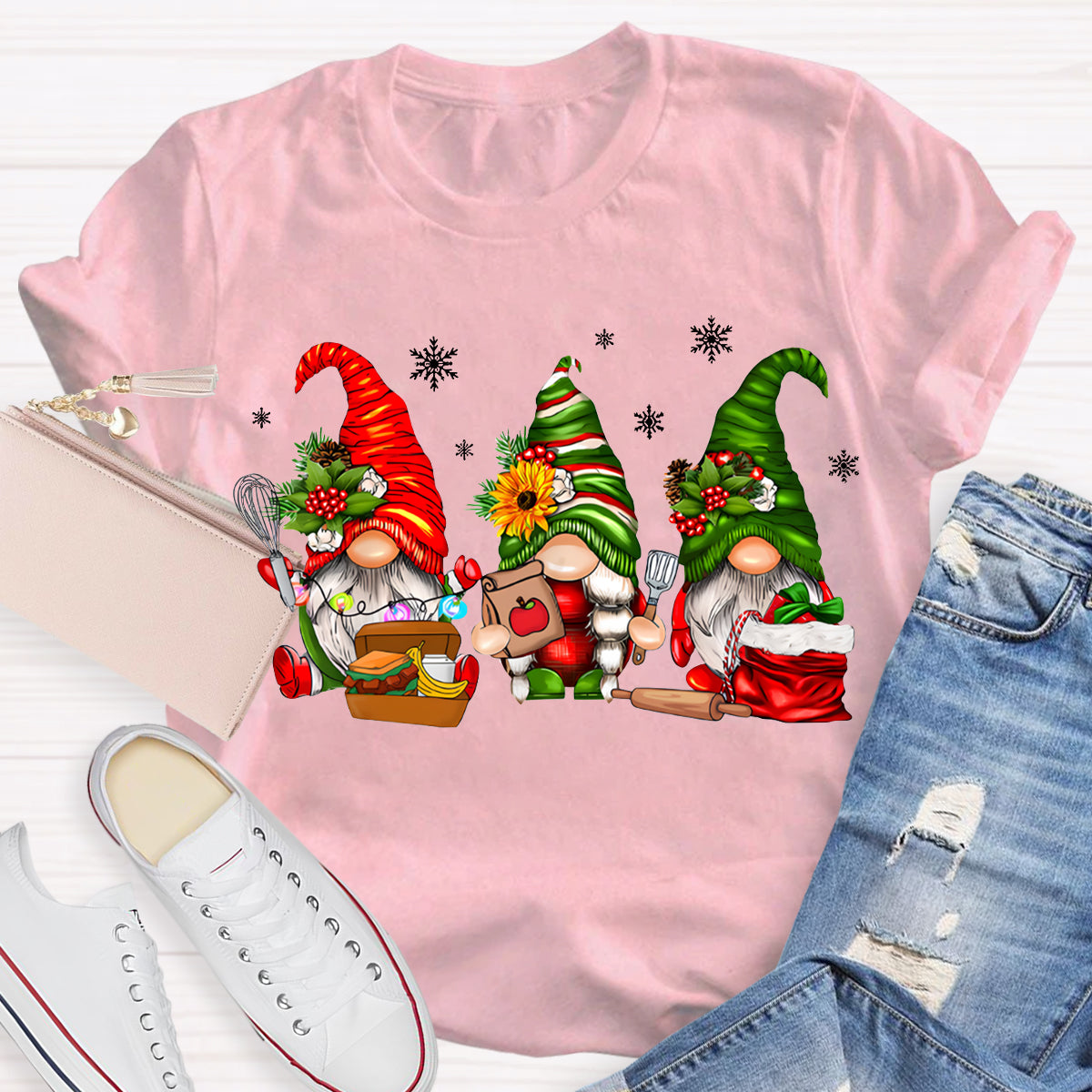 School Lunch Lady Santa Claus Christmas T-shirt