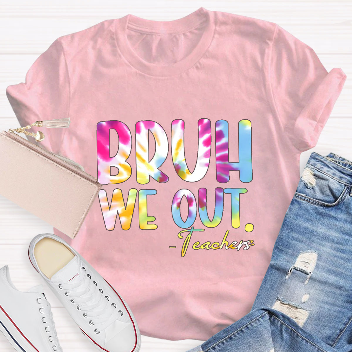Coloful Bruh We Out Teachers T-Shirt