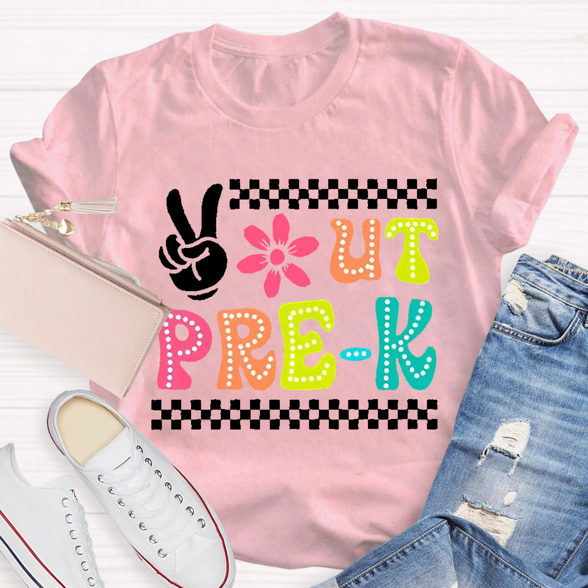 Personalized Grade Out Pre-k Smile Teacher T-Shirt