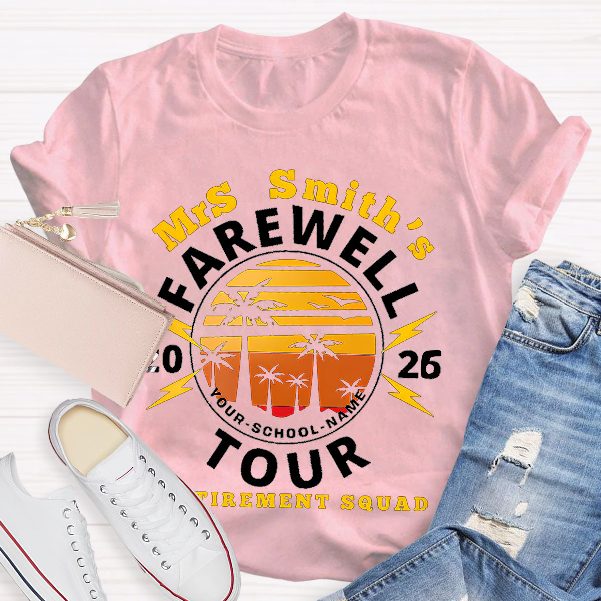 Personalized Teacher's Name And School Name Farewell Tour Retirement Squad T-Shirt