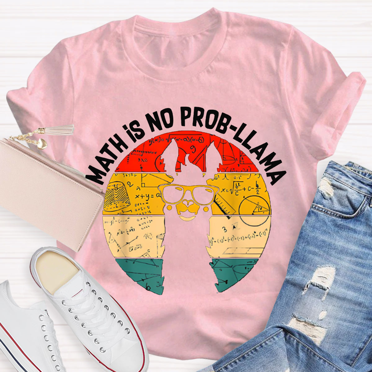 Math Is No Prob-Llama Funny Pony Math Teacher T-shirt