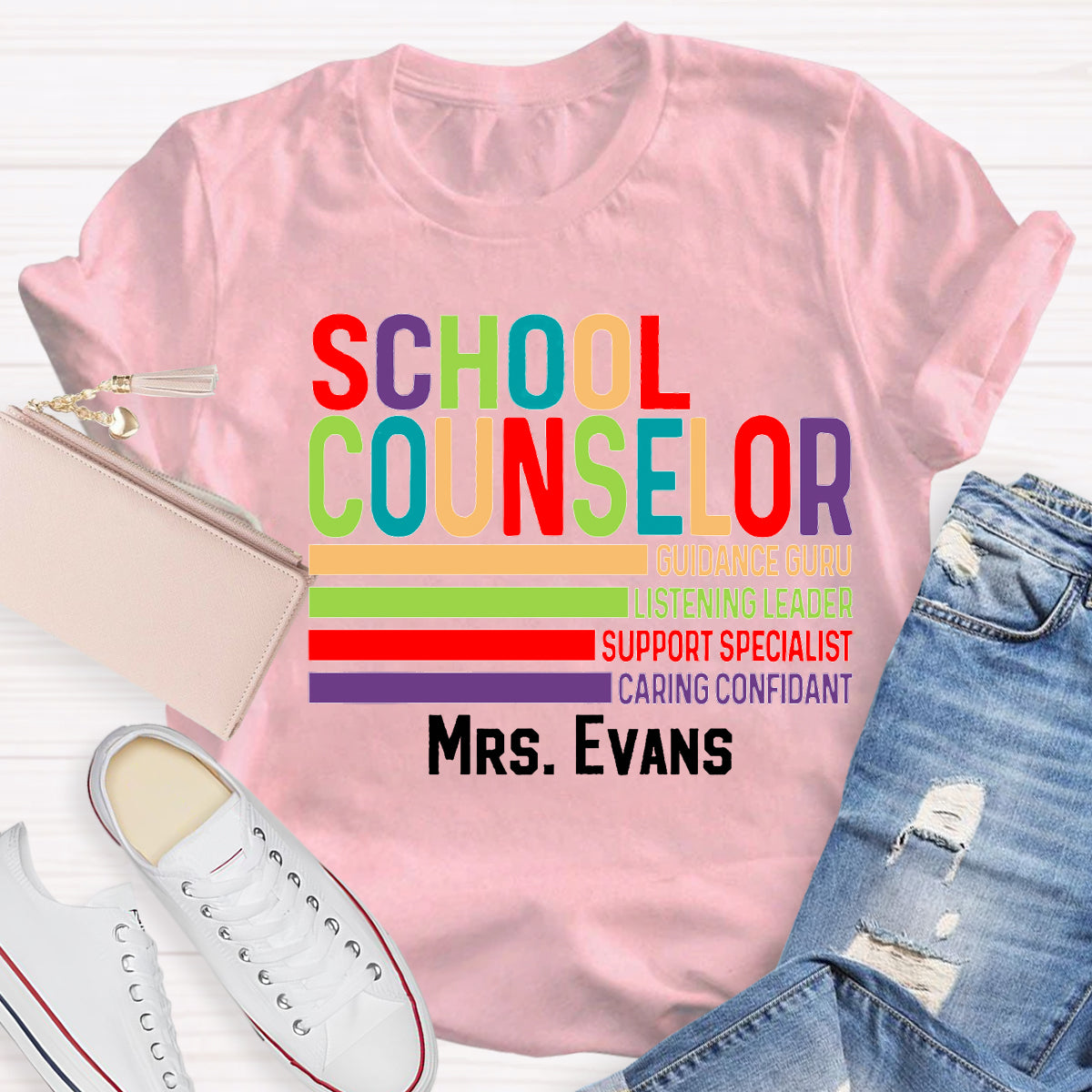 Personalized Name School Counselor Guidance Gure Listening Leader Support Specialist T-shirt