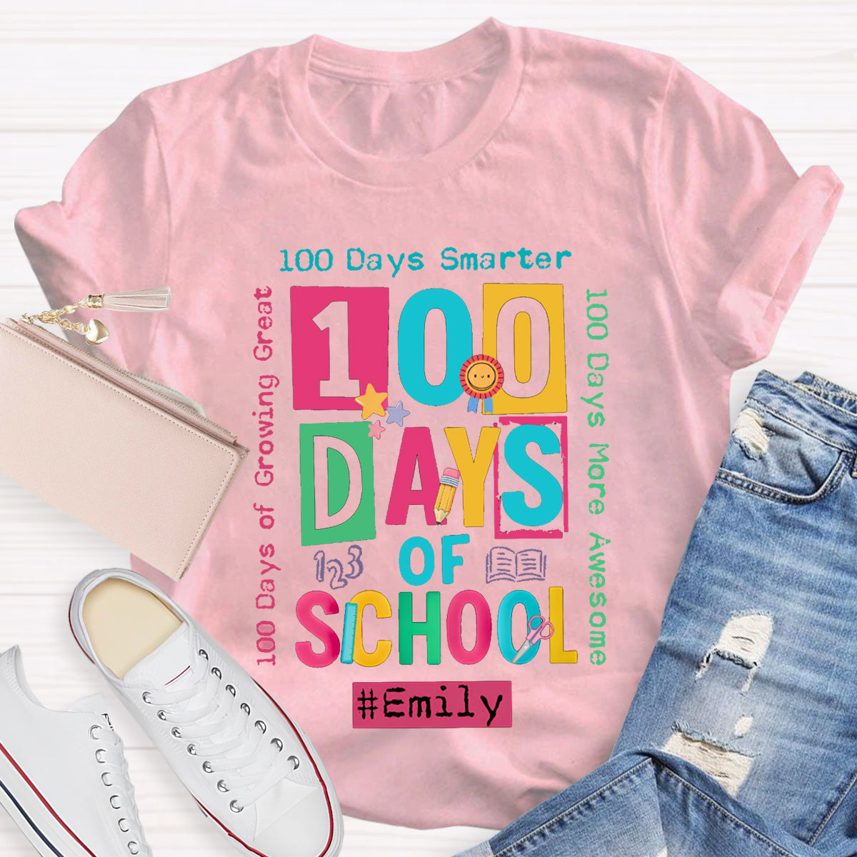 Personalized Name 100 Days Of School Smarter T-shirt