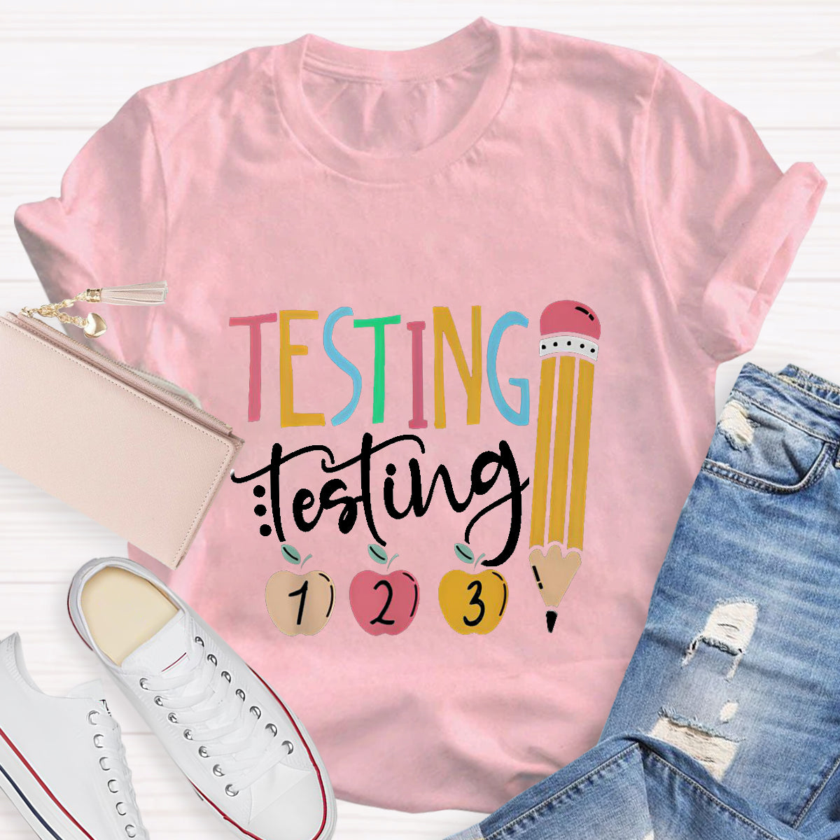 Testing Testing Pencil Teacher T-Shirt